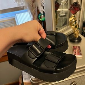 Black chunky sandals